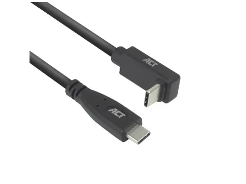 Kabel ACT USB-C standaard naar USB-C hoek boven/beneden 10Gbps 2m