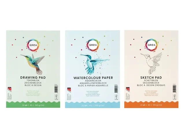 Bloc à dessin Qrea A5 24 feuilles 160g collé