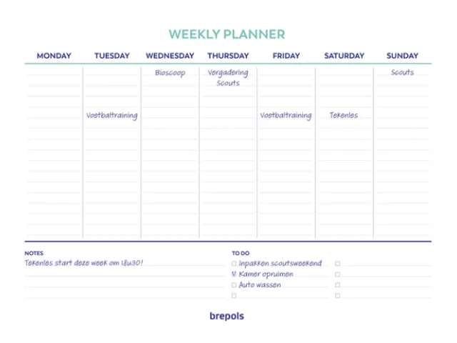 Planner Brepols Weekly planner A4 7d/1p Assorti