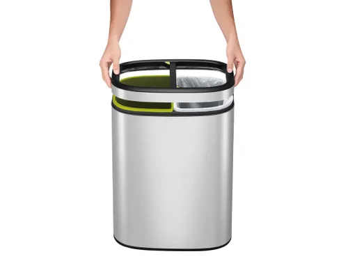 Gescheiden Afvalbak Oli-cube Open Top Bin 10+10 Liter Mat RVS