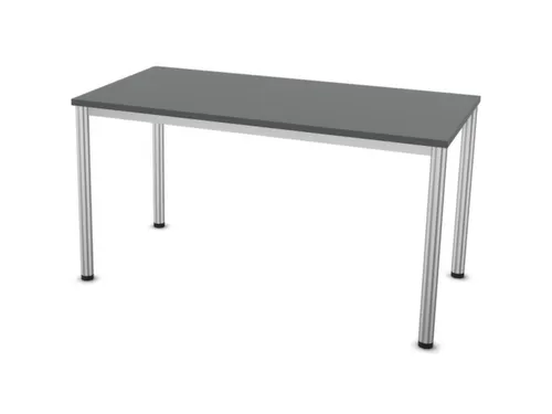 Vergadertafel Hxbxd 74x140x70cm 4-poots Aluzilver Ms-donkergrijs
