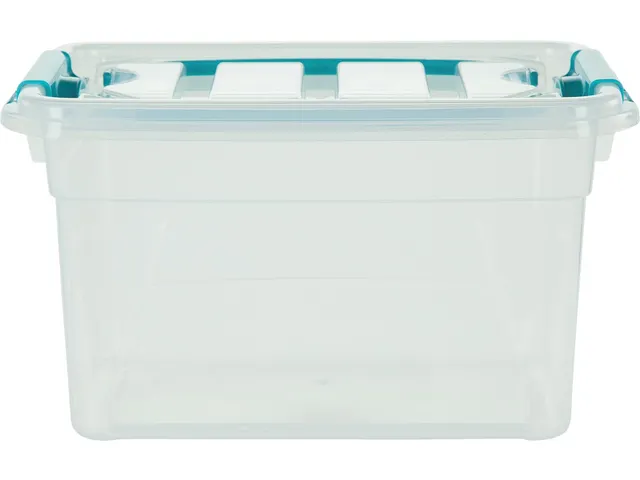 Carry Box opbergdoos 13 liter transparant met blauwe handvat