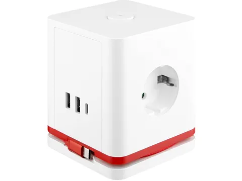 IOIO Stekkerdoos Kubus SW1000 3-voudig + 3x USB Wit