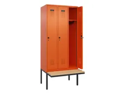 locker met bank,HxBxD 2120x900x815mm,3vak,vak B 300mm,draaigrendel