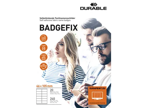 Naambadge etiket Durable 8363 46x105mm zelfklevend wit 240 stuks