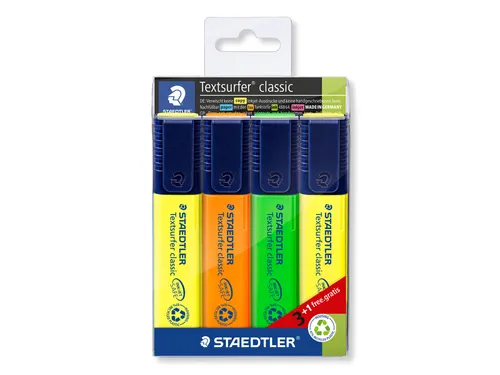 Markeerstift Staedtler 364 Textsurfer assorti 3 stuks + 1 geel gratis