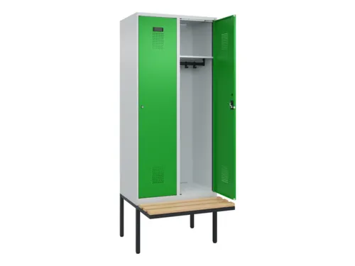 locker met bank,HxBxD 2120x800x815mm,2vak,vak B 400mm,cilinderslot
