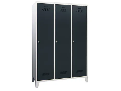 lockerkast,HxBxD 1850x1200x500mm,3vak,RAL7035,front RAL5012