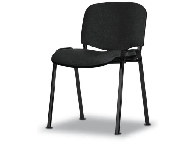 Bezoekersstoel,4Voeten Ovale Buis Zwart,Zitting Stof Donkergrijs