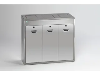 afvalverzamelstation 3x48 liter HxBxD 920x1000x430mm nee deksel RVS - 2