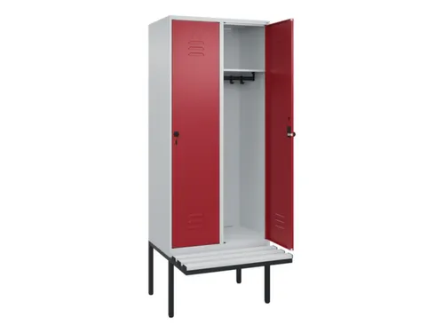 locker met bank,HxBxD 2120x800x815mm,2vak,vak B 400mm,draaigrendel
