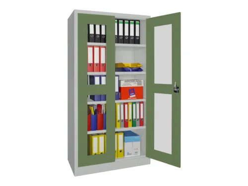 Vitrinekast Hxbxd 1950x1000x500mm Draaideuren Ral7035 Front Ral6011