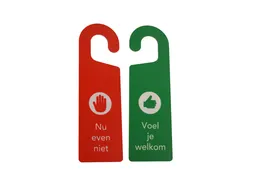 Kunststof deurhanger 250x75mm Voel je welkom - Nu even niet Rood/Groen