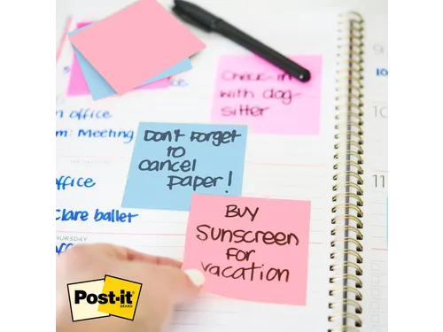 Memoblok Post-it 3M 73x73mm Transparant blauw
