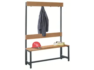 Omkleedbank LxB 1000x400mm Houten Latten Haken Enkelzijdig RAL7016 - 2