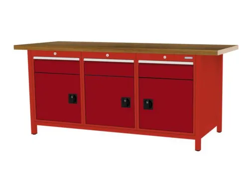 werkbank,HxBxD 860x2000x750mm,onderstel RAL3020,fronten RAL3003