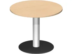 vergadertafel,HxØ 720x900mm,rond,schotelvoet RAL9006,blad beuken