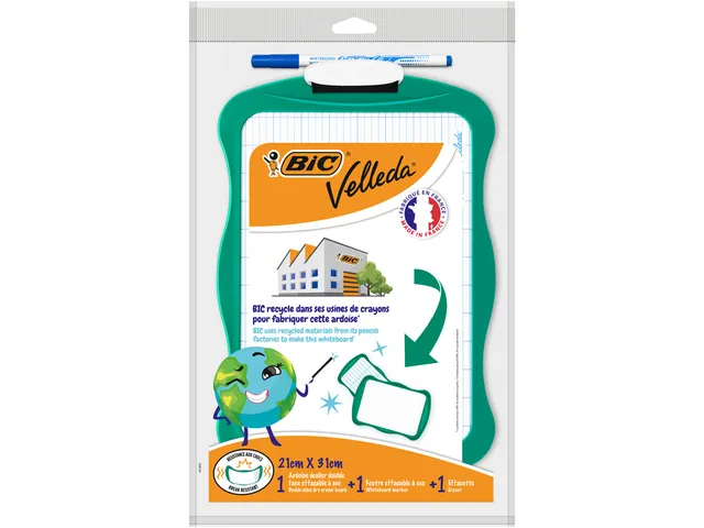 Whiteboard Bic Velleda 21x31cm inclusief stift en wisser recycle