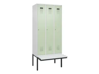 locker met bank,HxBxD 2120x900x815mm,3vak,vak B 300mm,cilinderslot - 2