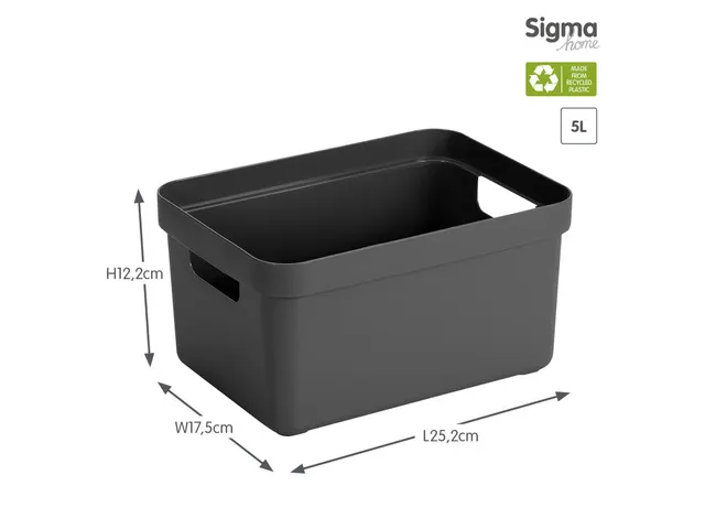 Boîte de rangement Sigma Home 25,2 x17,5x12,2cm anthracite 5L