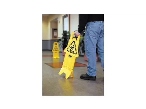 Waarschuwingsbord Meertalig Dubbelzijdig Geel 66cm Caution Wet Floor
