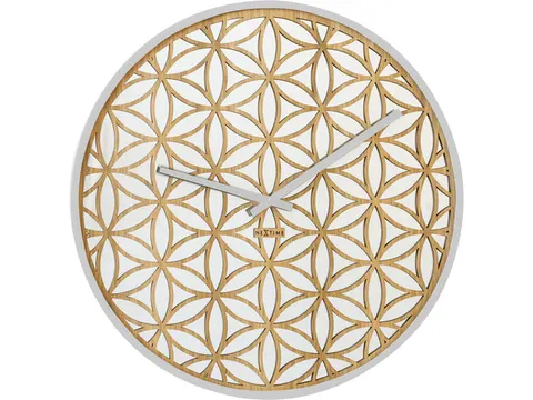 Wandklok NeXtime dia. 50cm hout/spiegel wit