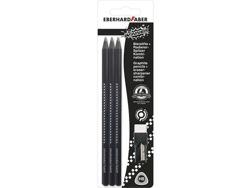 Grafiet potlood Eberhard Faber winner 6x met gum/slijper combinatie