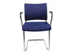 Bezoekersstoel Armleuningen Blauw Stof Zitting 450x480mm Sledeframe