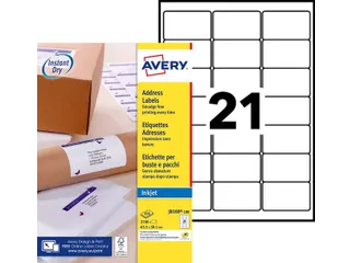Adresetiket Avery J8160-100 63.5x38.1mm Inkjet Wit 2100 stuks - 5