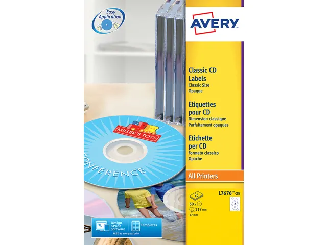 Cd Etiket Avery 117mm Fullsize Wit 25 Vel 2