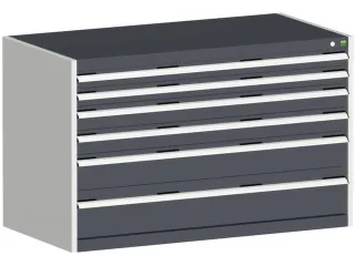 ladekast HxBxD 800x1300x650mm 6laden romp RAL7035 front RAL7016 - 1