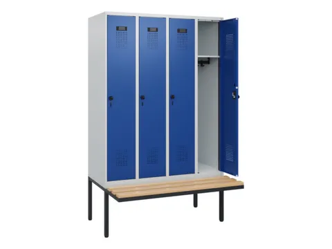 locker met bank,HxBxD 1950x1200x815mm,4vak,vak B 300mm,draaigrendel