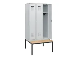 locker met bank,HxBxD 1950x900x815mm,3vak,vak B 300mm,cilinderslot