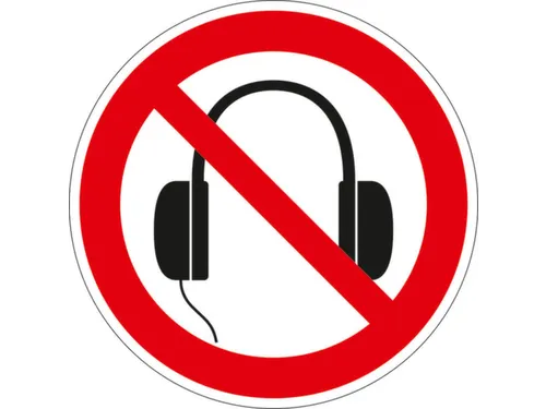 verbodsbord,Gebruik van koptelefoon verboden,PVC,Ø 50mm