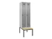 locker met bank,voor scheiding van kleding,HxBxD 2120x600x815mm,2vak
