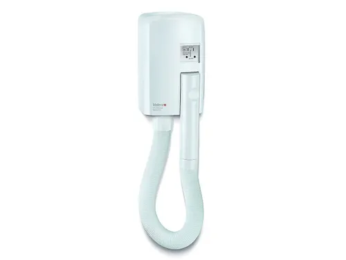 Wandhaardroger Wit Met Slang En Shaver Aansluiting, Hotello Shaver