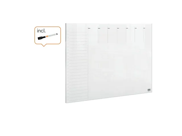 Weekplanner Nobo transparant Whiteboard acryl A4