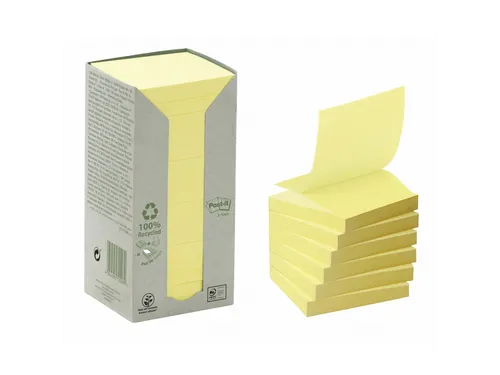Memoblok Post-it Z-Note R330-1T 76x76mm recycled geel 16 stuks