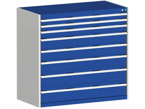 Ladekast 1200x1300x650mm 8 Laden staal lichtgrijs gentiaanblauw