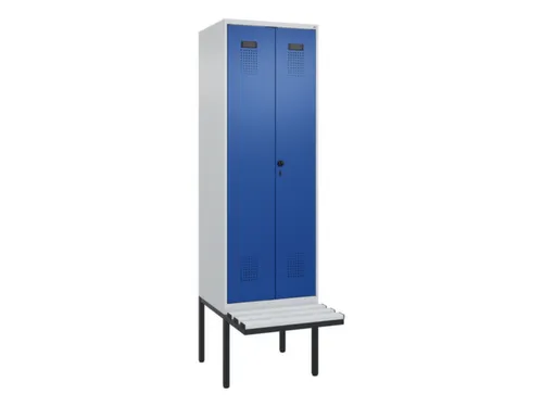 PBM-locker met bank,HxBxD 2120x600x815mm,2vak,vak B 300mm,draaigrendel