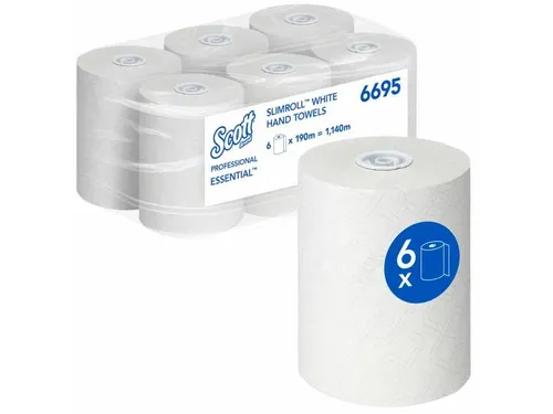 Scott 6695 handdoekrol Essential Slimroll 1-laags Wit 6 rollen