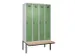 locker met bank,voor scheiding van kleding,HxBxD 2120x1200x815mm,4vak