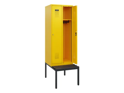 locker met bank,HxBxD 1950x600x815mm,2vak,vak B 300mm,cilinderslot