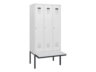 locker met bank,HxBxD 1950x900x815mm,3vak,vak B 300mm,cilinderslot - 1