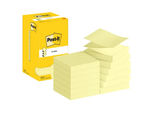 Memoblok Post-it Z-Note R330 76x76mm canary yellow 12 stuks