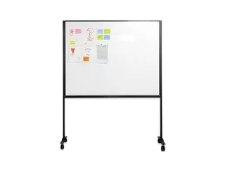 Verrijdbaar Whiteboard Workboard 120x150cm Gelakt Staal zwart profiel - 1