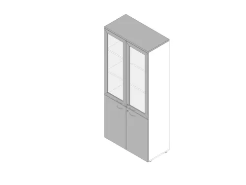 Vitrinekast 2000X900X450Mm Glazen Deuren 4Xhouten Vloer Romp Wit Grijs