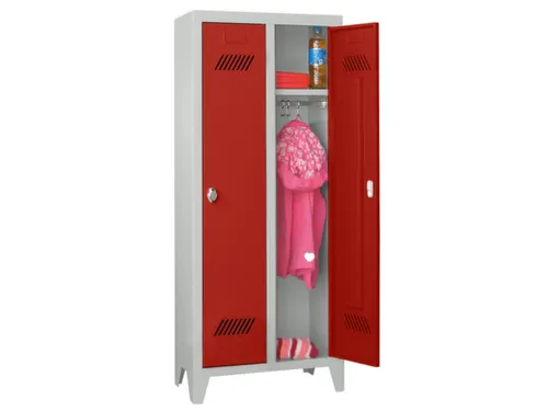 lockerkast v. kinderen,HxBxD 1300x530x300mm,2vak,RAL7035,front RAL3000