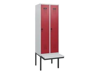 locker met bank,HxBxD 1950x600x815mm,2vak,vak B 300mm,draaigrendel - 2