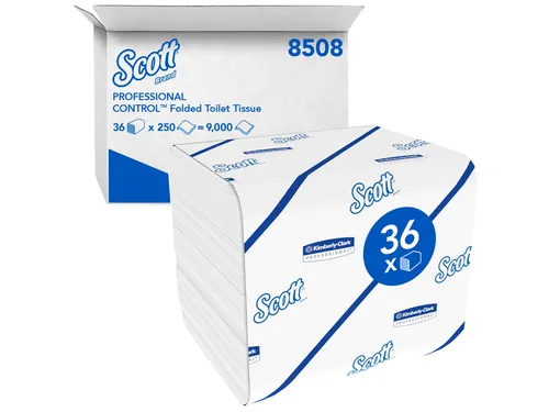 Toiletpapier Scott gevouwen tissue 2-laags 36x250stuks wit 8508